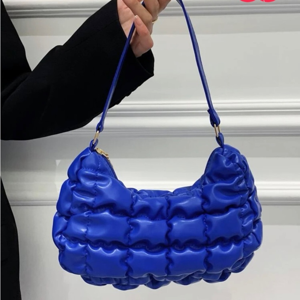 Shein Stitched Detail Ruched Bag / Blue